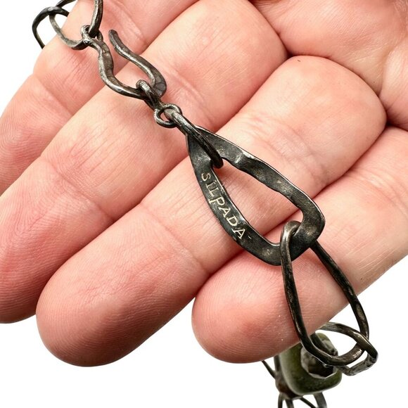 Silpada Vintage Sterling Silver Jade Smokey Quartz Chain Beaded Necklace - Picture 3 of 3